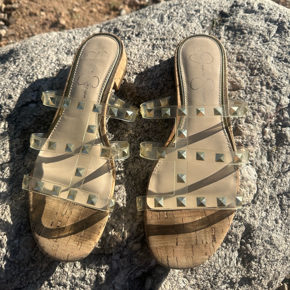 Jessica Simpson Ciara Studded Clear Sandal